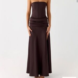 Peppermayo Corset Satin Maxi Dress